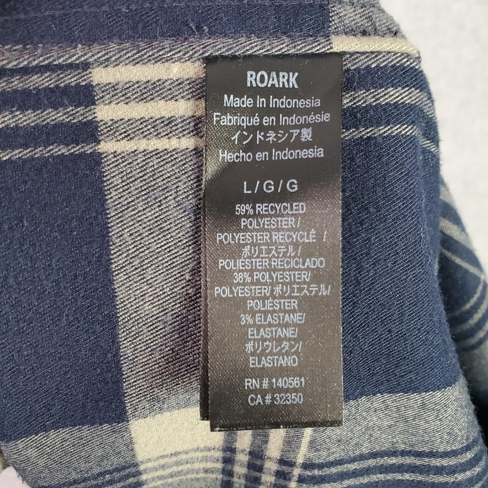 Roark Shirt Mens Large Blue Plaid Flannel Snap Front Long Sleeve Classic RW452 - Picture 11 of 14